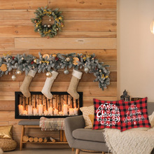 亚马逊跨境新款圣诞亚麻抱枕 圣诞装饰室内家居圣诞枕套 工厂直销
