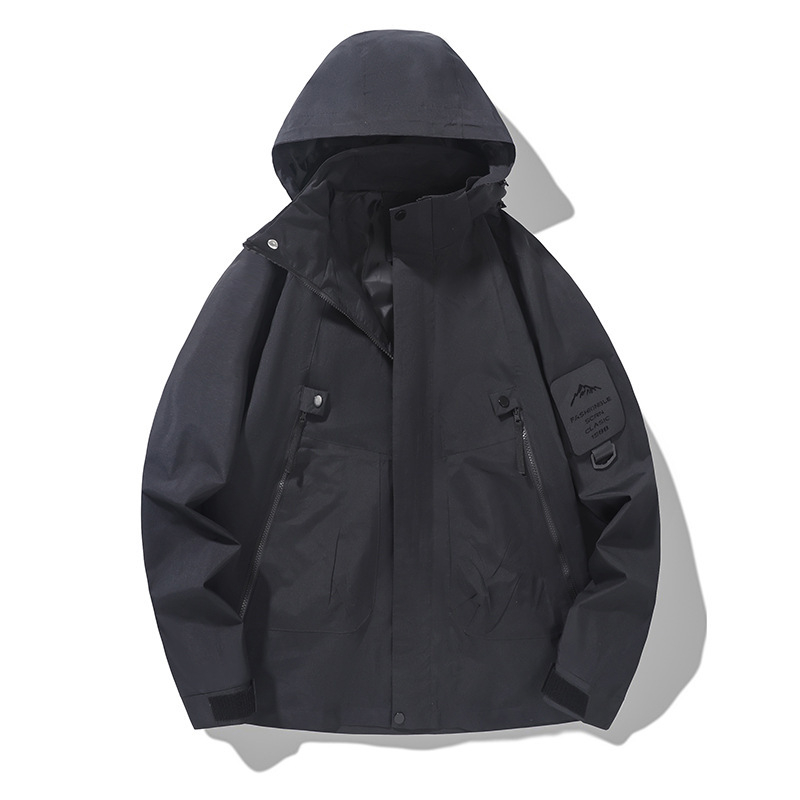 冲锋衣男女款外套春秋季休闲宽松大码连帽情侣夹克户外登山骑行服|undefined