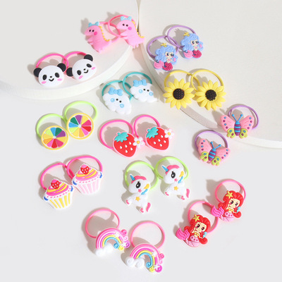 Cross border Selling children Cartoon animal Hairpin Amazon Explosive money baby unicorn Soft glue rubber string Flower Tousheng