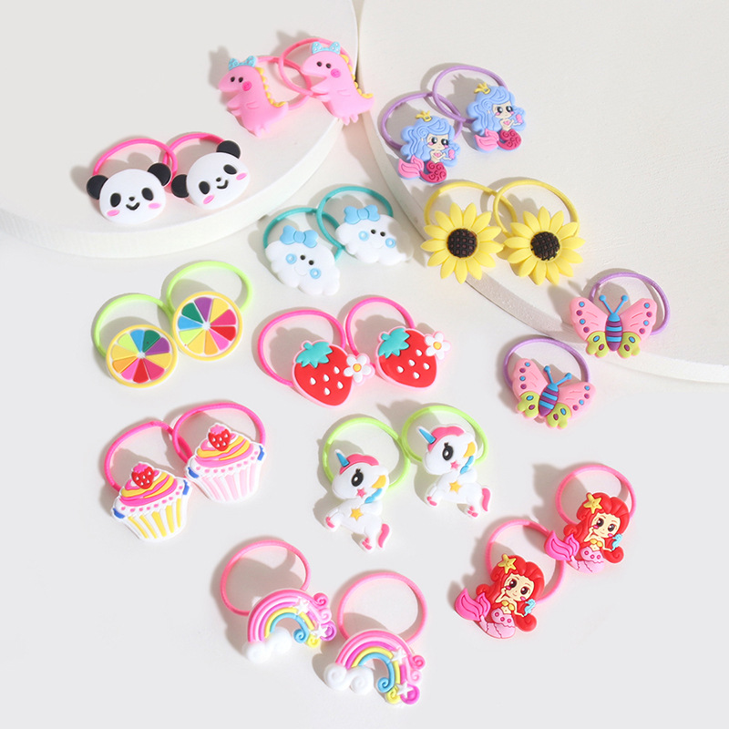 Cross border Selling children Cartoon animal Hairpin Amazon Explosive money baby unicorn Soft glue rubber string Flower Tousheng