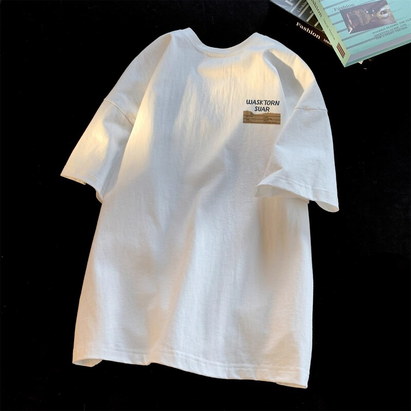 高品質綿半袖 Tシャツメンズ 2025 夏の新ファッションブランド ins 学生ルーズカジュアルヘビーウェイト半袖 T|undefined
