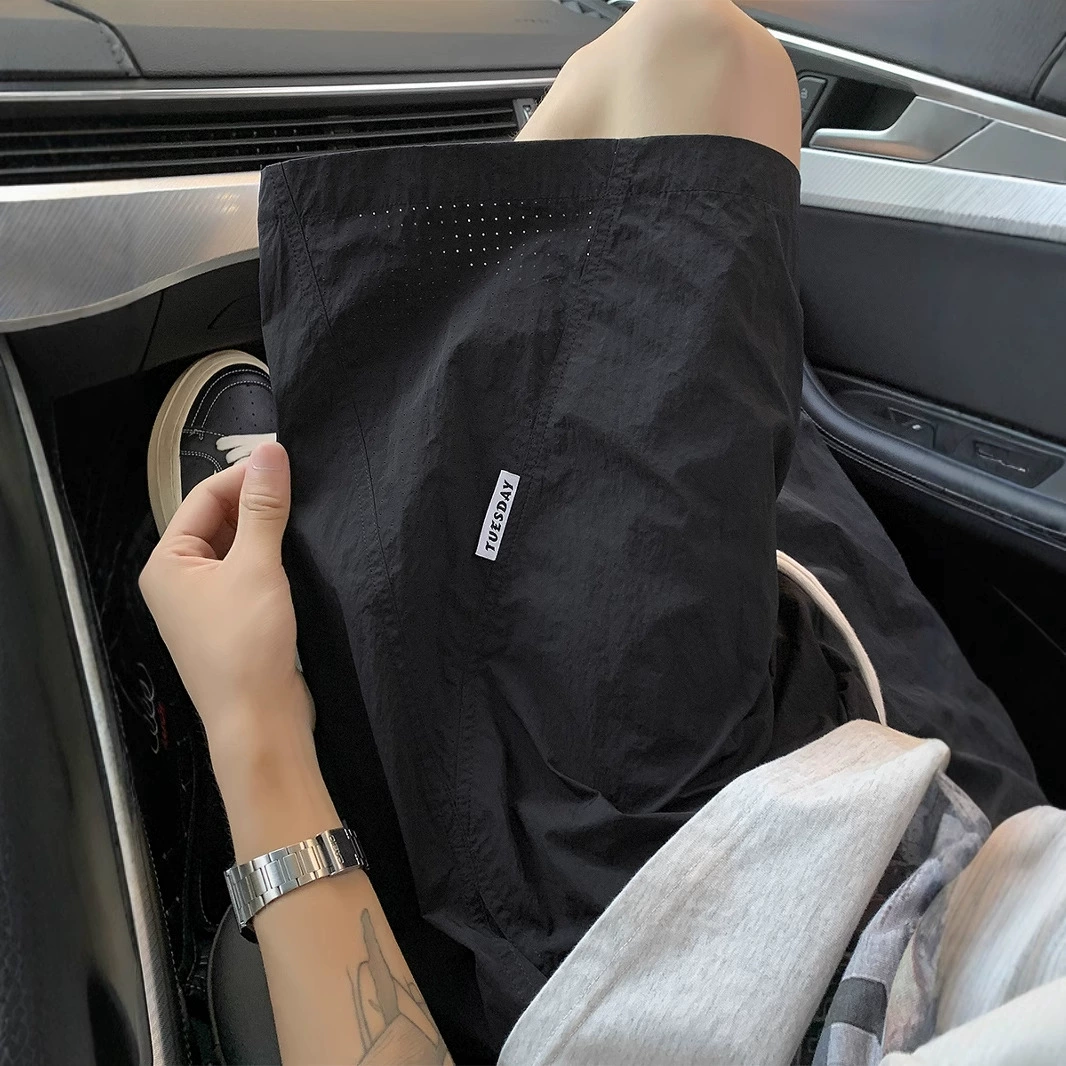 Американские сетчатые быстрые сухие шорты мужские летние тонкие мужские пляжные брюки свободные повседневные баскетбольные спортивные укороченные брюки