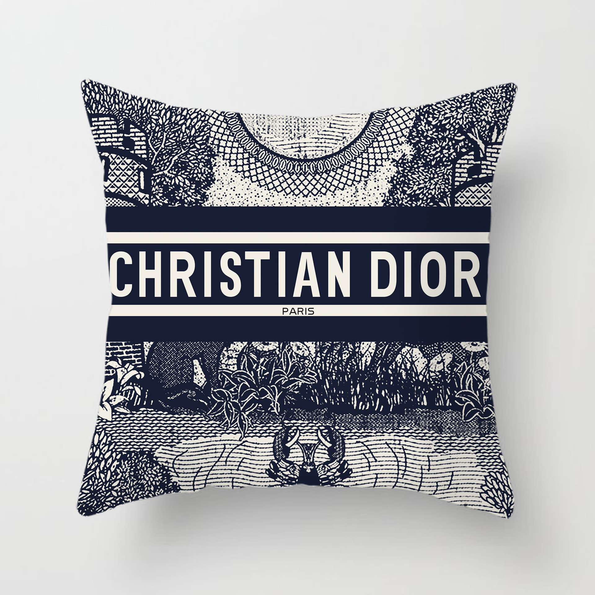 Cross-border AliExpress logo de marca europea y americana logo estilo de lujo ligero estilo cuadrado moda sala de estar sofá funda de almohada de felpa corta