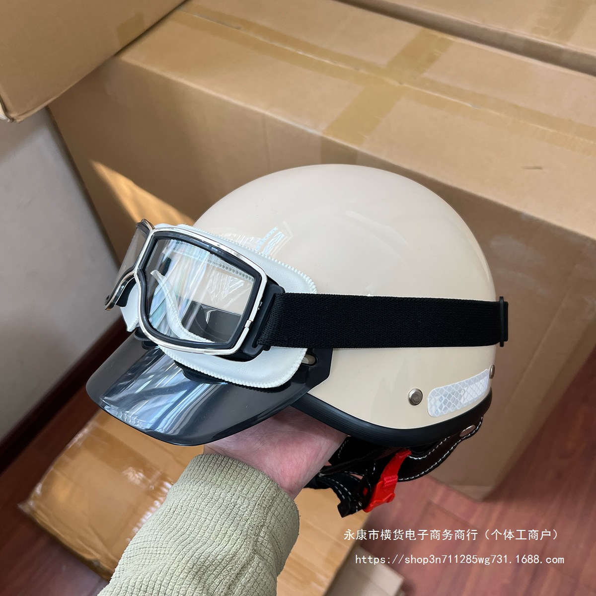 Retro 3C Certified Summer Harley Motorcycle Electric Car Half Helmet