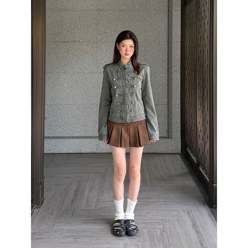 Women's 26 Autumn American Retro Light Asian-Style Button Military Jacket Coat Women's 26 Autumn American Retro Light Asian-Style Button Military Jacket Coat