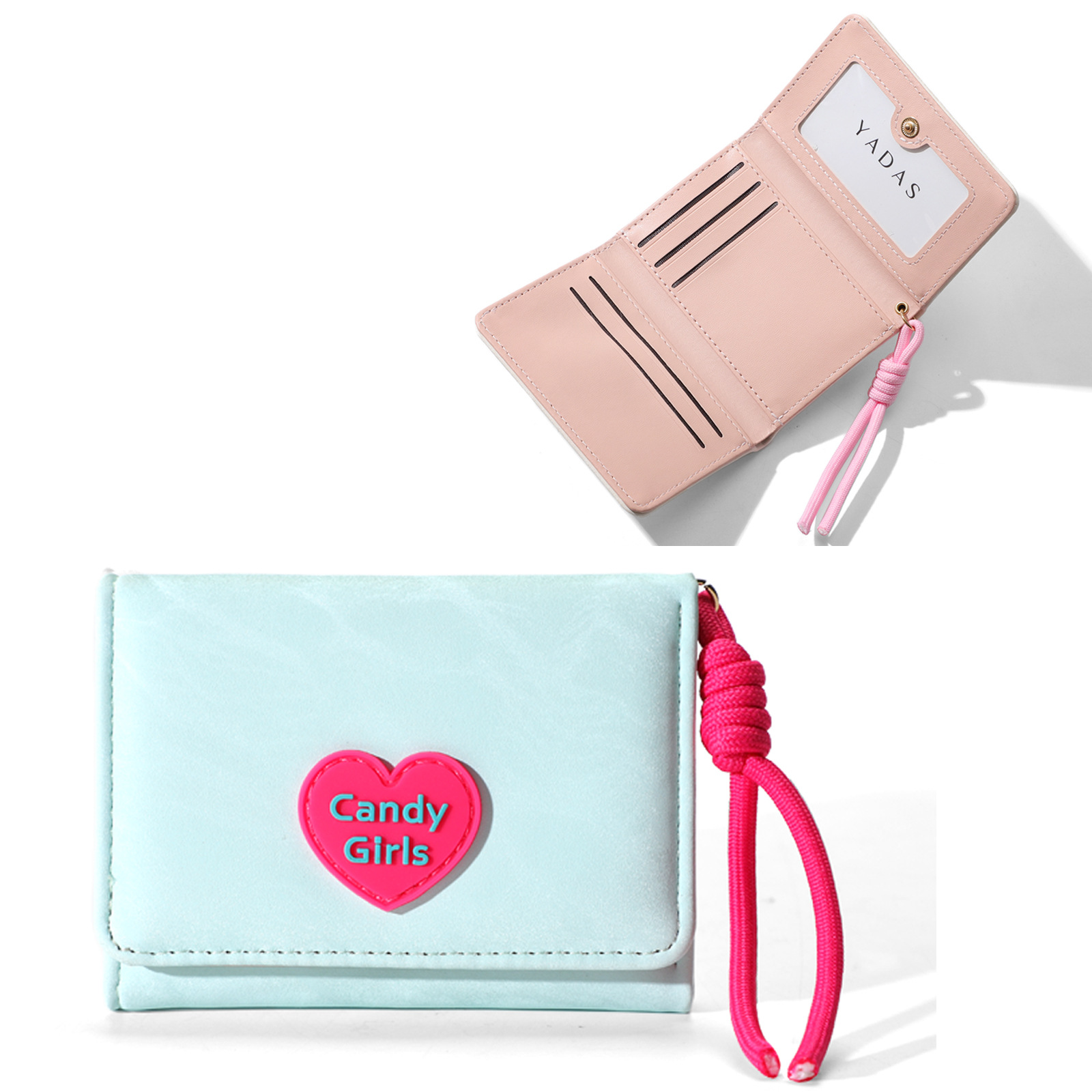 [Candy Girl] YADAS, tarjetero para mujer Xiaoxiang, billetera corta de tres pliegues de cuero PU premium