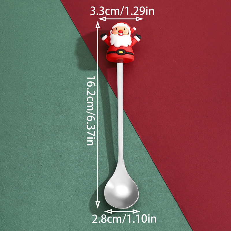 クリスマススプーンとフォーク6点セット漫画人形デザートコーヒースプーンステンレス鋼食器フルーツフォーククリスマスホリデーギフト|undefined