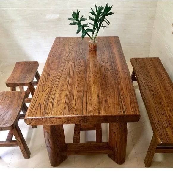 Обеденный стол из цельного дерева Старый вяза прямоугольный чайный столик из цельного дерева