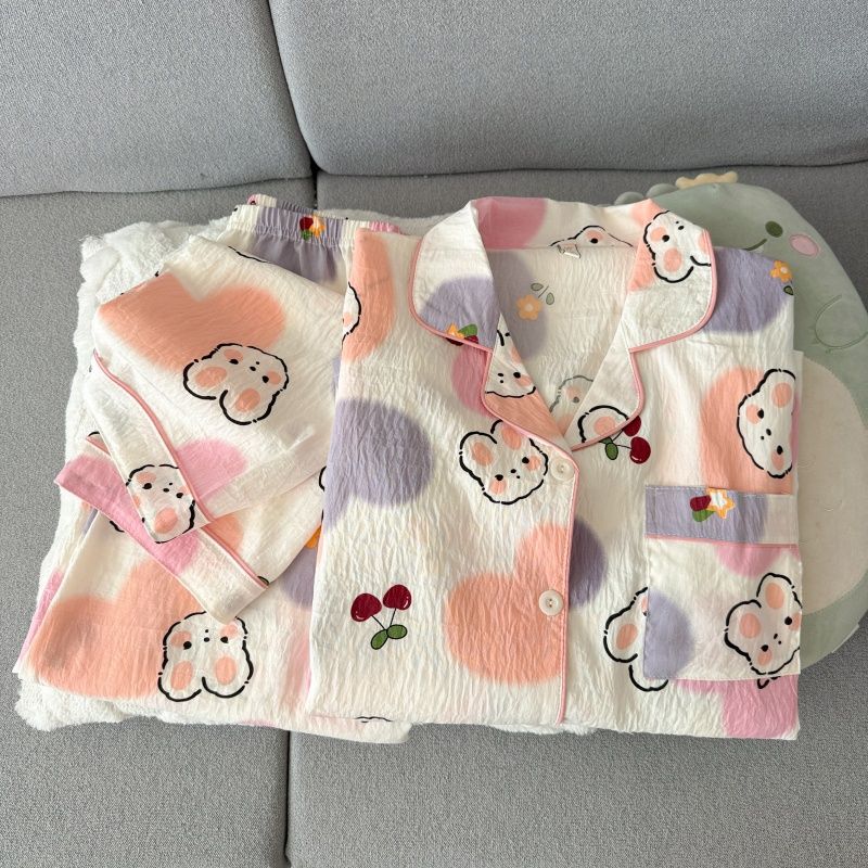 Al por mayor transfronterizo primavera y otoño dulce dibujos animados nubes de algodón pantalones de manga larga pijamas de niñas vestidos de hogar