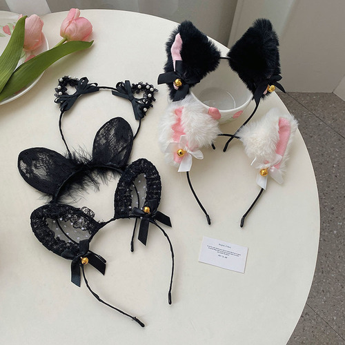 Halloween headbands, funny hair accessories, plush cat ears, headbands, anime cosplay rabbit ears headbands for women