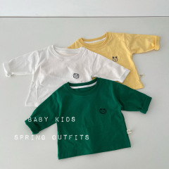 春秋男女宝宝衣服春装婴幼儿童长袖套头打底衫小童百搭白色T恤衫
