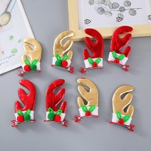 跨境圣诞节可爱发夹边夹头饰儿童新款PU鹿角对夹立体女孩夹子批发