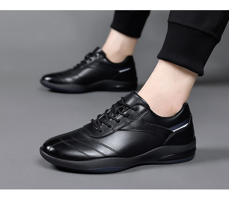 Giày sneaker nam da bò thoáng khí, đế cao su gót thấp 1–3 cm, dây buộc, phong cách thường ngày — PZ9873 Màu đen, PZ9873 màu trắng chi tiết 15