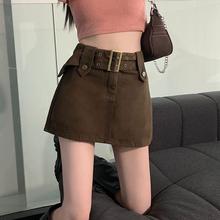 复古高腰牛仔短裙女半身裙夏季2025新款a字辣妹包臀超短裙裤裙子