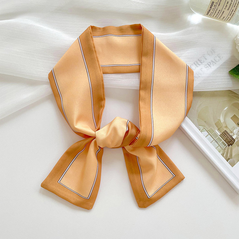 Bufanda de seda pequeña delgada y estrecha para mujer primavera y verano estilo coreano versátil bolsa de corbata de pelo bufanda decorativa cinta de banda de pelo