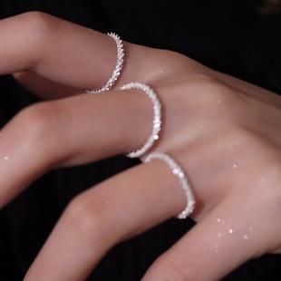 South Korea Sparkling silver Ring Women's All-Star Finger Ring New Niche Style Ring Ins Tie Chain Ring