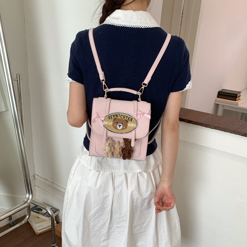 Moda retro estilo británico lindo mochila mujer 2026 nuevo estilo extranjero sensación diaria de hombro mochila de mano image 3