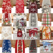 新款创新圣诞节雪花装饰桌旗亚麻耐用结实餐桌布防污跨境专供桌布