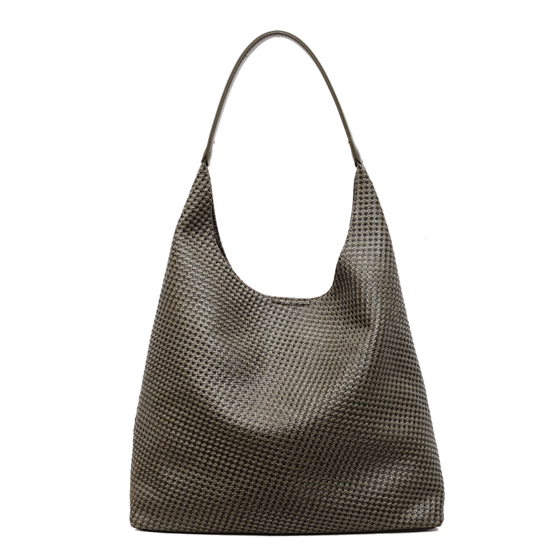 Bolso de comercio exterior de nicho de mujer retro tejido estriado bolso de mujer 2025 nuevo bolso de mano ocio de hombro bolso