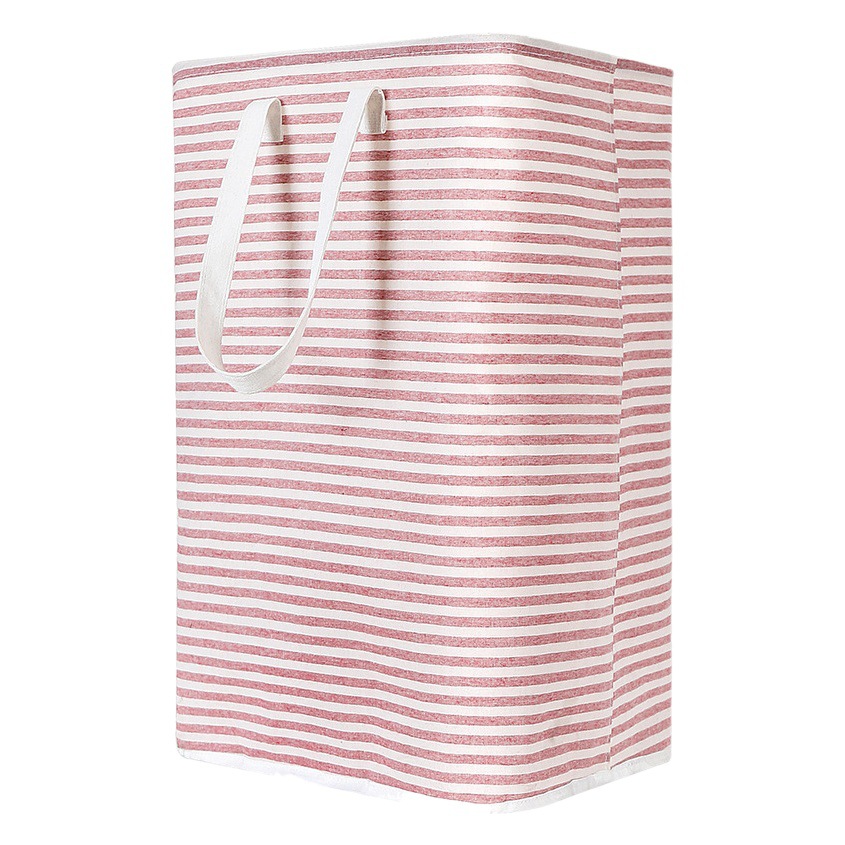 Cesta de lavandería de tela hogar plegable de almacenamiento de ropa cesta de lavandería de tela a rayas