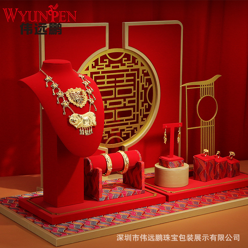 新款珠寶展示道具黃金古法金飾品展示架項鍊耳環架首飾架陳列道具