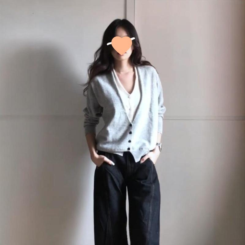 蜜妃儿复古撞色v领假两件针织衫外套女秋冬修身感时尚上衣潮|undefined