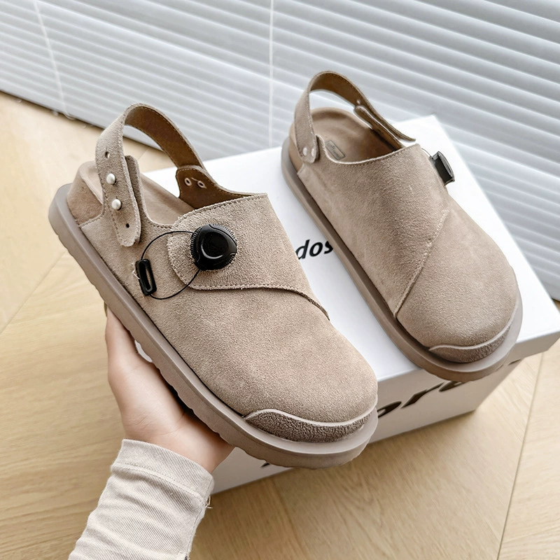 Сабо (Birkenstock) женские кроссовки на толстой подошве из замши и телячьей кожи, повседневный винтажный стиль