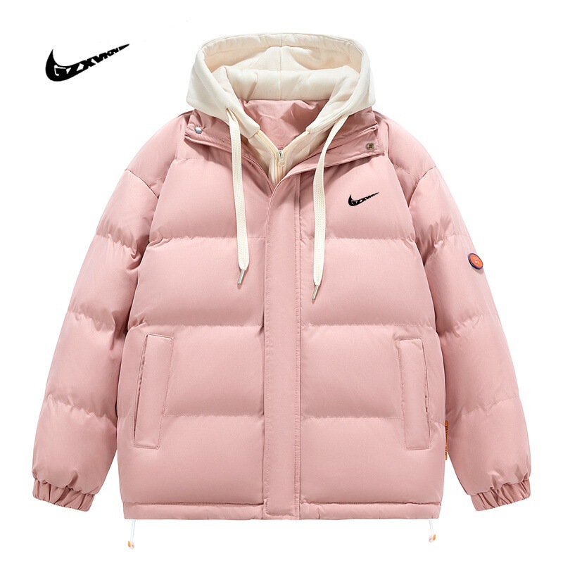 Cross-border fake two-piece cotton-padded jacket for men and women with winter loose cotton-padded jacket for hooded thickened bread clothing thickened cotton-padded jacket for women