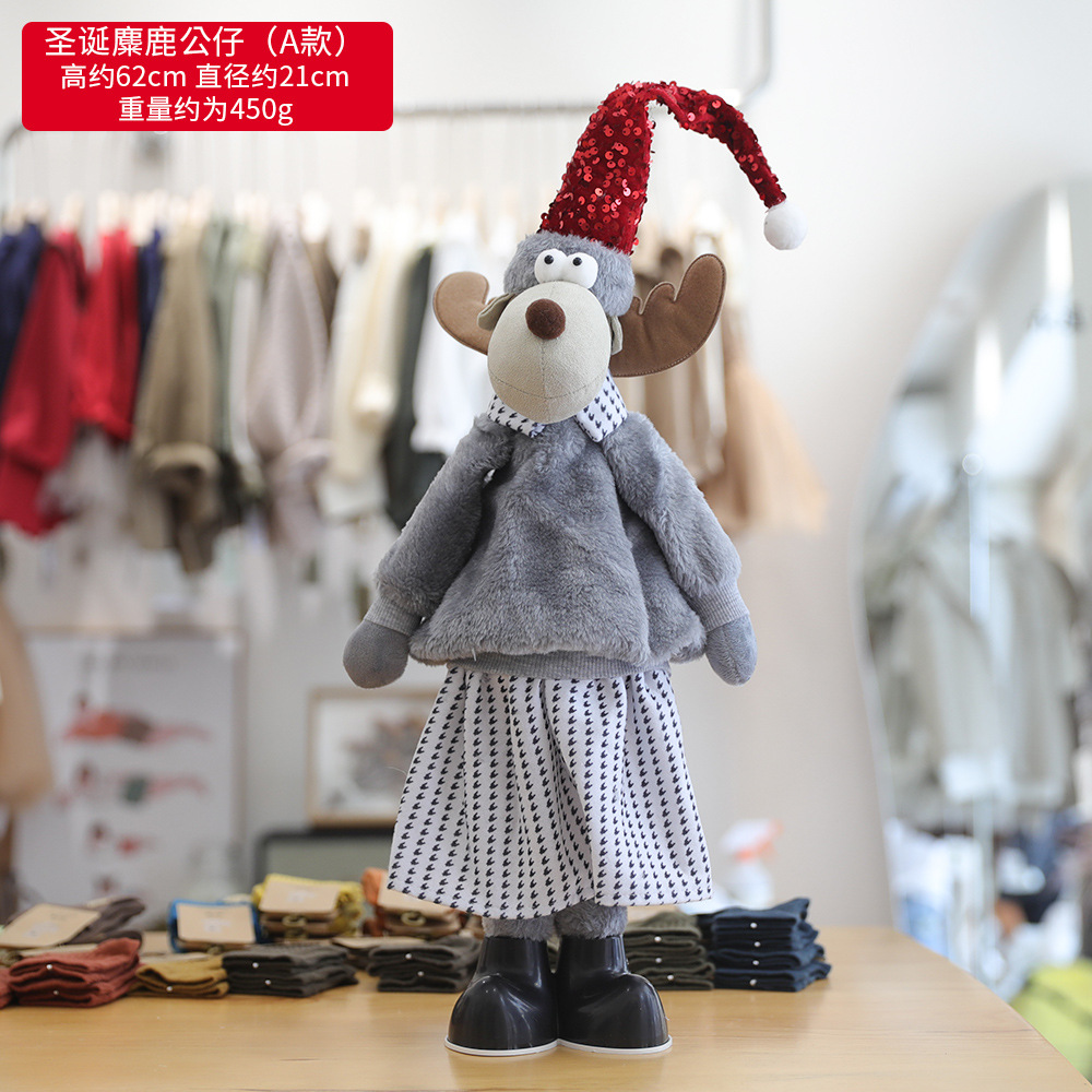 Transfronterizo luminoso Rudolf adornos de Navidad estilo europeo simple muñeca de tela Santa Claus/muñeco de nieve