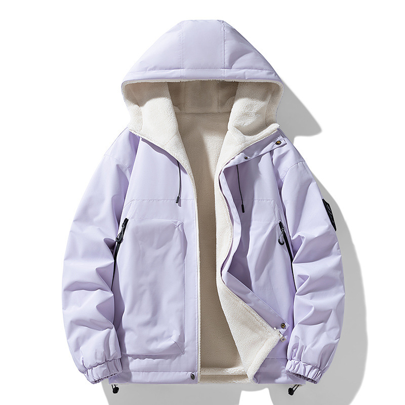 New Style Reversible Jacket, Lambswool Jacket, Men's Casual Autumn and Winter Jacket, Cotton Clothing, Hooded Warm Cotton Jacket