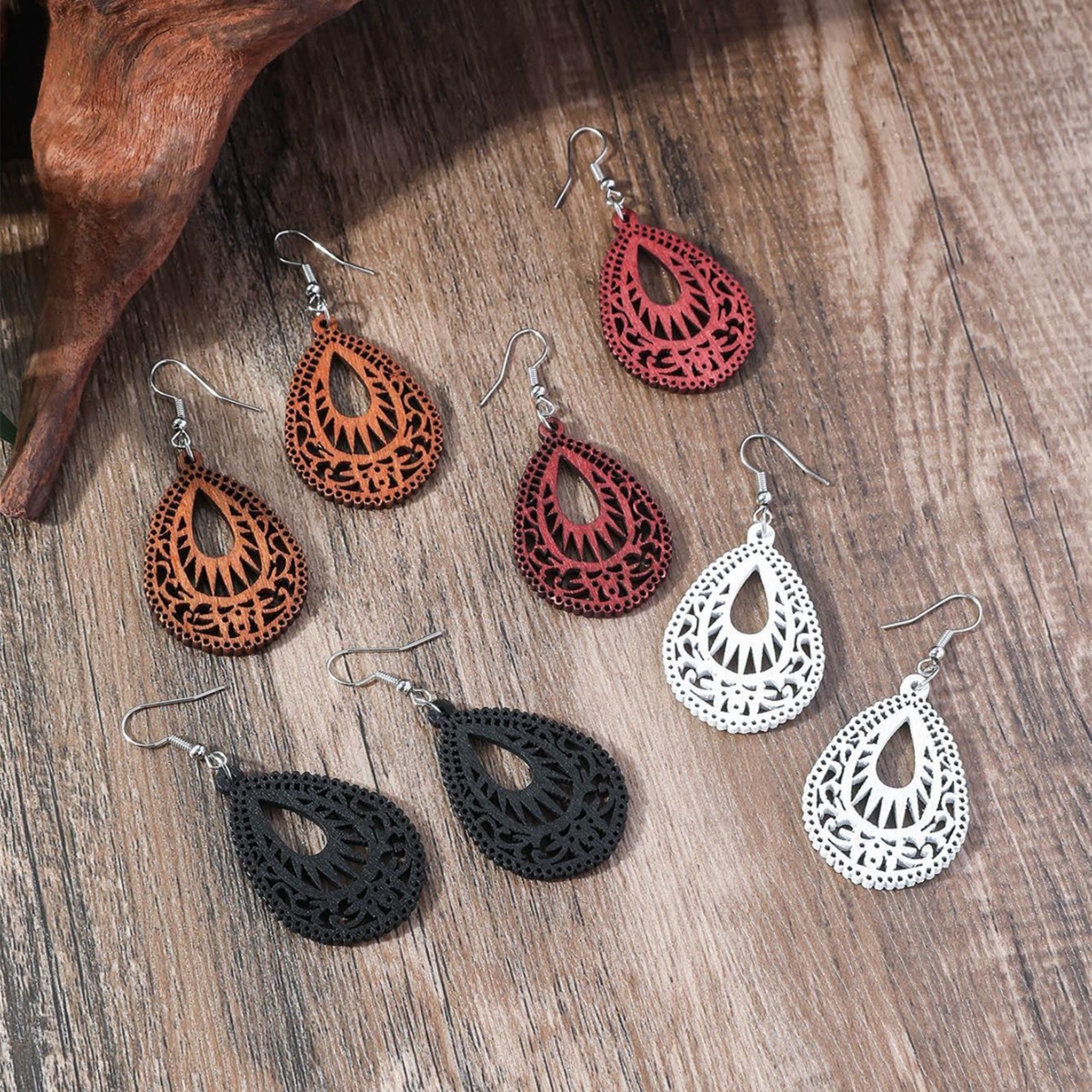 Carved pendant drop-shaped