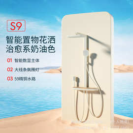 S9全铜增压浴室卫生恒温发光数显冷热水龙头淋浴花洒套装恒温花洒