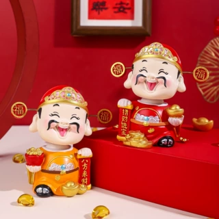 好运财神摆件中式家居装饰品摇头汽车摆件财运纳福新年礼品财神爷