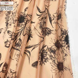 厂家直销 新款雪纺花卉面料雪纺印花布料连衣裙春夏服装面料