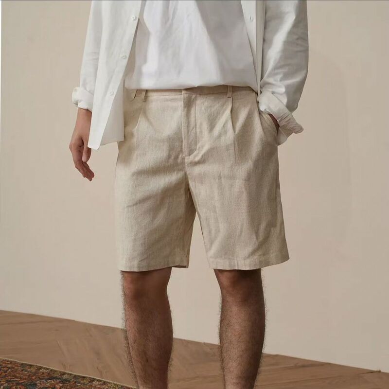 Breathable Lightweight Elastic Old Money Style Luxury Shorts Straight-Leg Blended Commuter Casual Summer Trousers Five-Point Pants