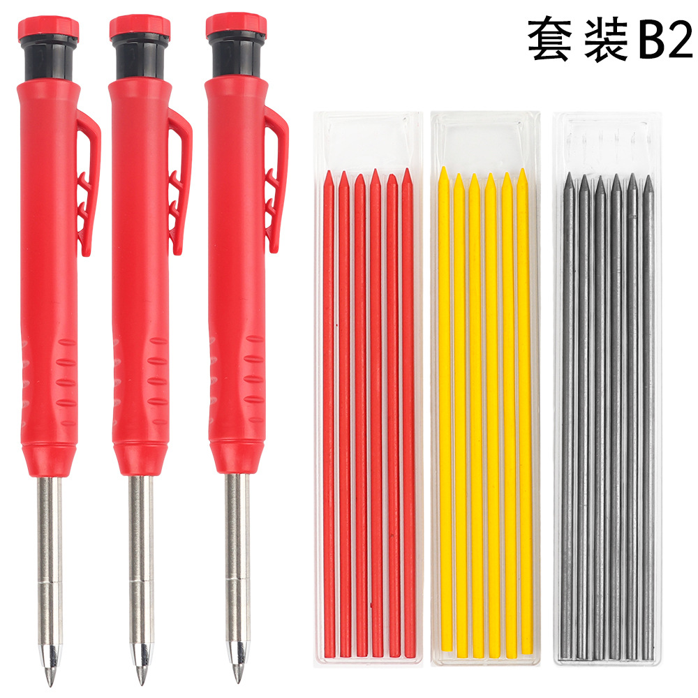 Lápiz agujero profundo carpintería pluma móvil carpintería pintura ingeniería pluma ajustable marcado grafito recarga con pelador