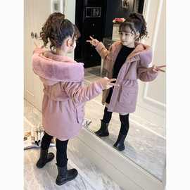 女童棉服派克服外套加绒冬装2025新款秋冬大童儿童中长款冬季棉衣