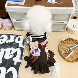 宠物衣服春秋装泰迪比熊博美小型犬猫狗狗衣服公主裙灯芯绒连衣裙