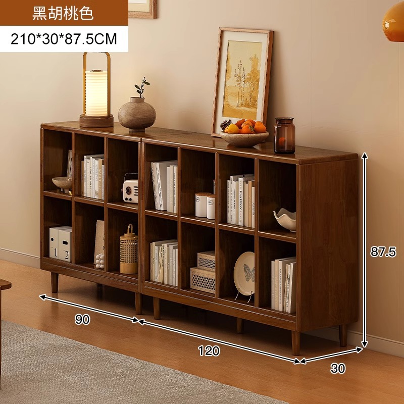 Estantería de madera maciza, cajones de piso a techo, armarios de sala de estar, armarios de rejilla combinados contra la pared, estantes de almacenamiento, estanterías cortas integradas