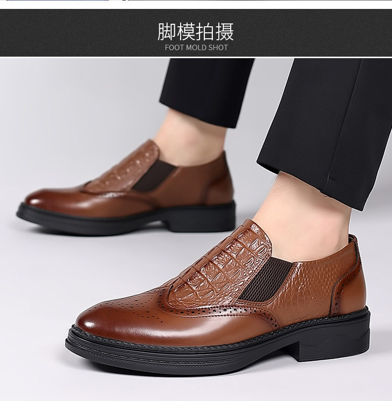 Giày da nam công sở Oxford cổ điển làm thủ công, da bò thật, mũi tròn, cổ thấp — PZ7103 màu nâu, PZ7103 màu đen chi tiết 20