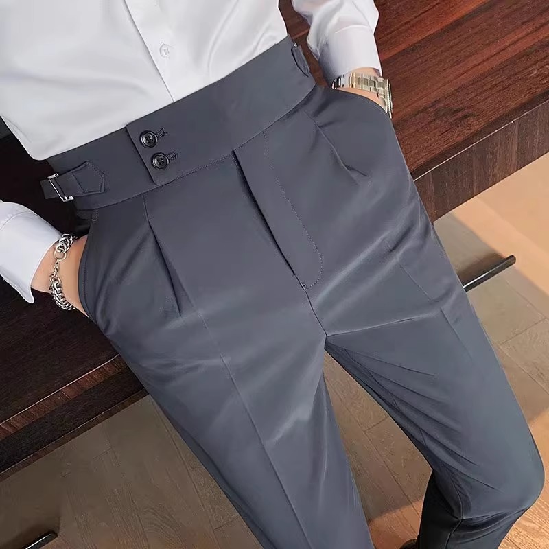 Pantalones de hombre primavera y otoño de cintura alta, traje de negocios casual, pantalones largos de alta calidad, sensación de caída, comercio exterior, lotes transfronterizos