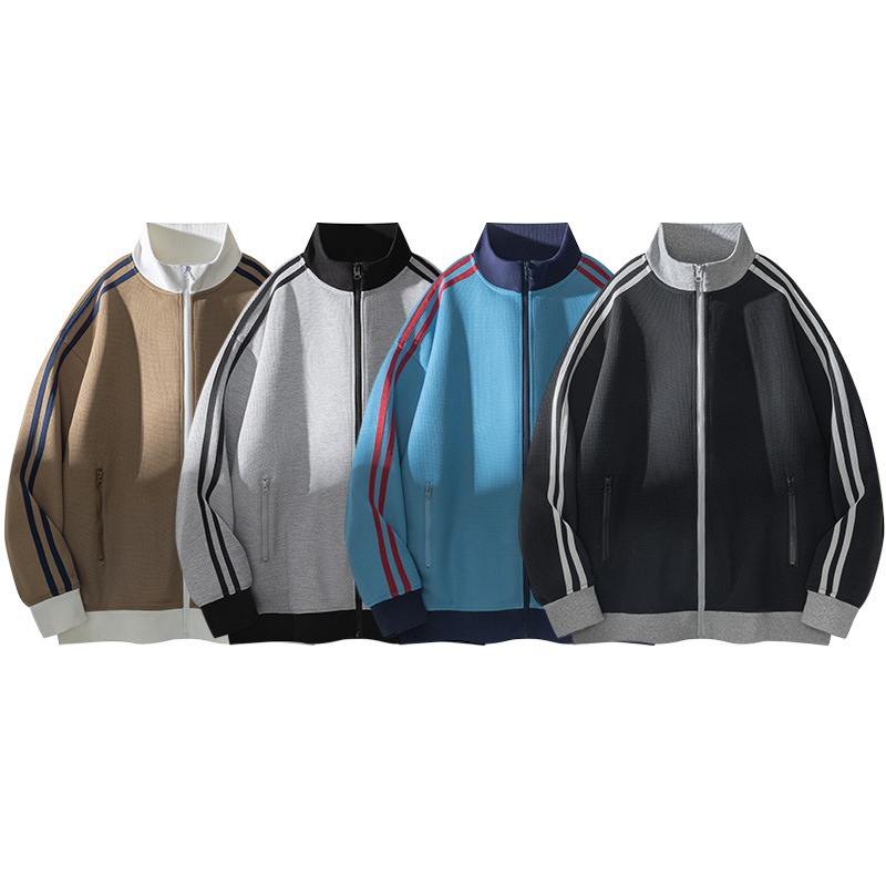American-style striped half-zip collar sweatshirt for men, autumn trendy brand, college style, loose fit, versatile, couple's sports trendy top American-style striped half-zip collar sweatshirt for men, autumn trendy brand, college style, loose fit, versatile, couple's sports trendy top