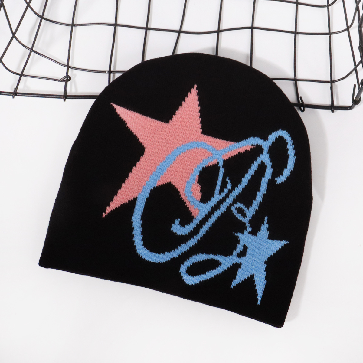 Men's Knitted Beanie Hat Five Pointed Star Pattern Winter Warm_voghion.com