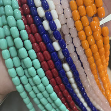 6*9MM圆柱形仿玉桶珠 水晶玻璃瓷色枣型珠DIY手链 饰品配件批发