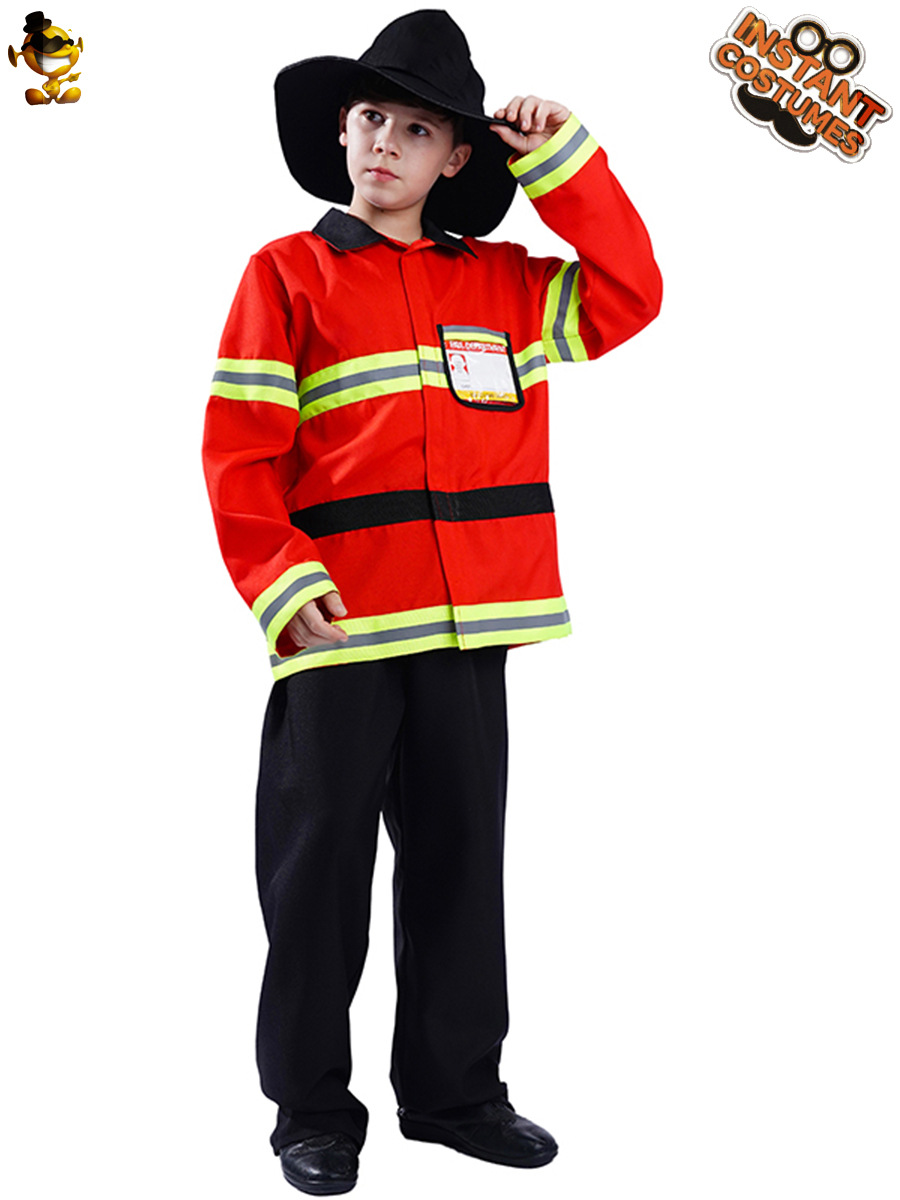Niño pequeño bombero rendimiento fiesta traje de Halloween niños Cosplay etapa bombero rendimiento traje