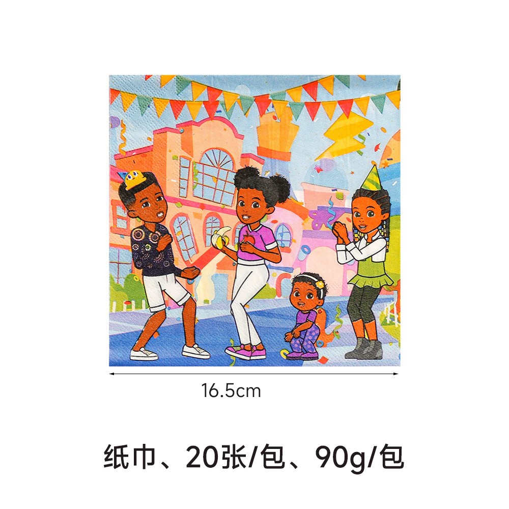 Gracie fiesta de cumpleaños de los niños lugar del partido atmósfera decoración suministros plato de papel desechable taza de papel mantel vajilla