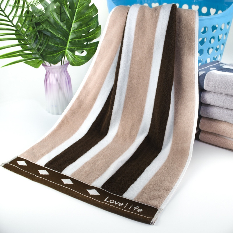 Large bath towel cotton striped towel thickened absorbent shower large towel sports lengthened lint-free Wholesale