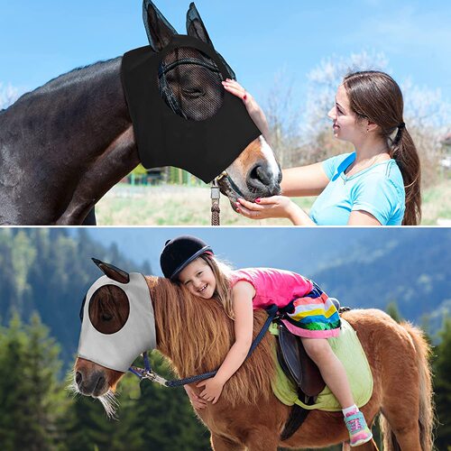 Breathable elastic horse mask, horse face protective cover, horse flying mask, horse face anti-mosquito and anti-fly cover, equestrian supplies