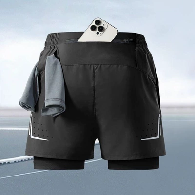 Fitness Shorts with Inner Lining, Car roof lining - s-recommended-30-40kg-dk421-black-four-pockets-can-hold-mobile-phones