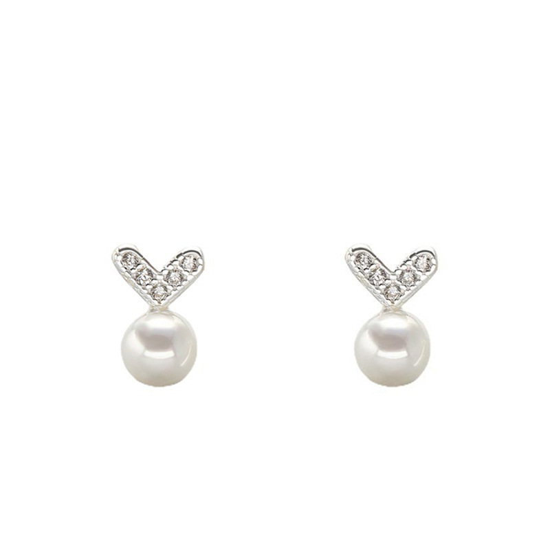 Perlen Herz Ohrstecker Für Damen Elegante Silberschmuckstücke_voghion.com